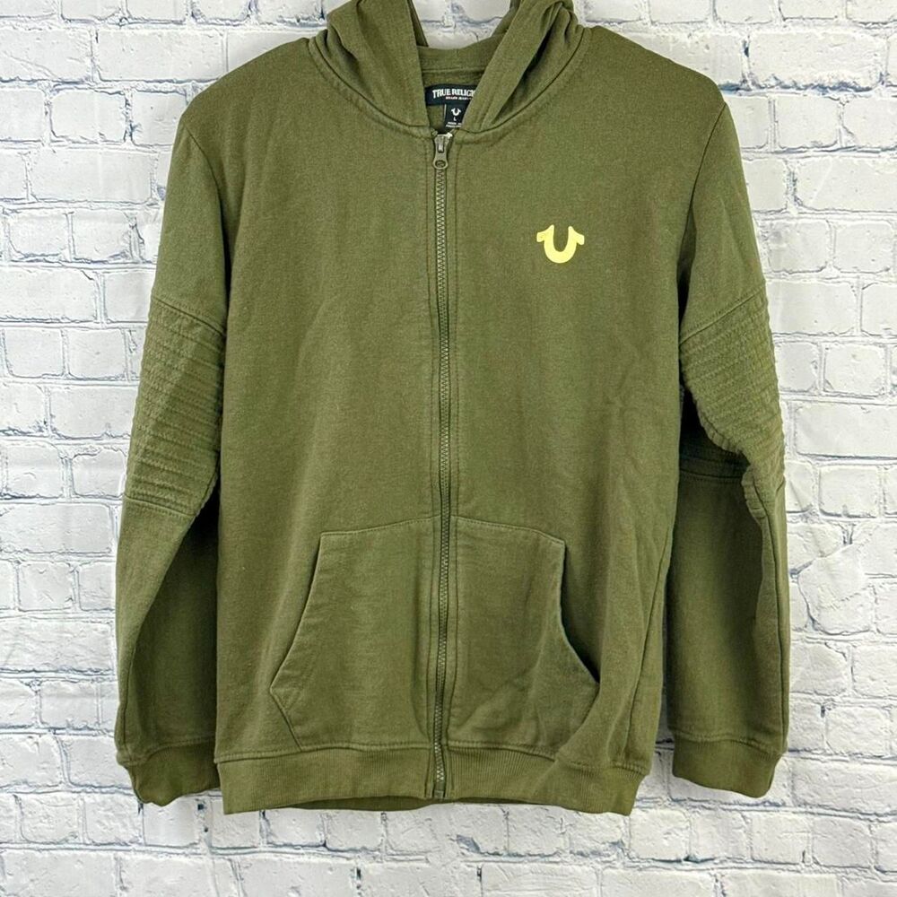 True-religion Green and Khaki Hoodie Sz Large